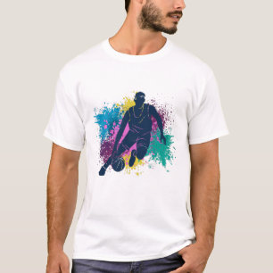 Basketball Player Grungy Colour Splashes T-Shirt