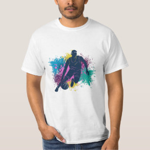 Basketball Player Grungy Colour Splashes T-Shirt