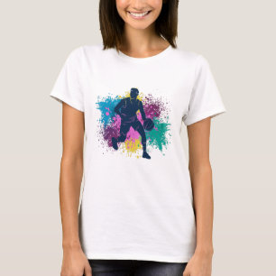 Basketball Player Grungy Colour Splashes T-Shirt