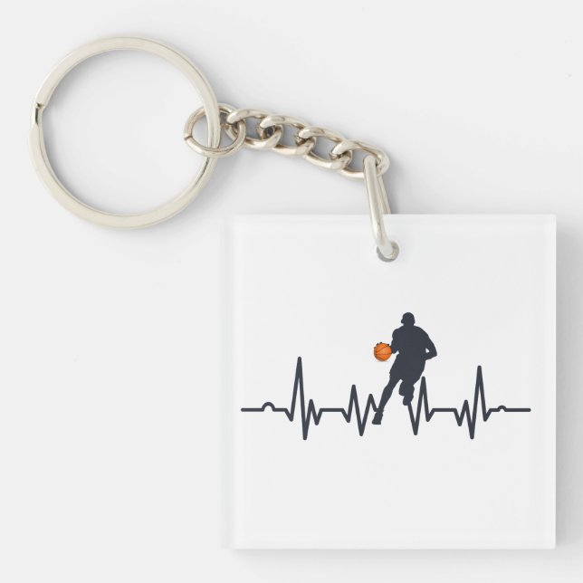 Basketball player heartbeat keychain (Front)
