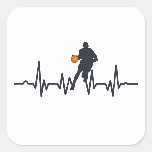 Basketball player heartbeat square sticker (Front)