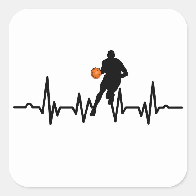 Basketball player heartbeat square sticker (Front)