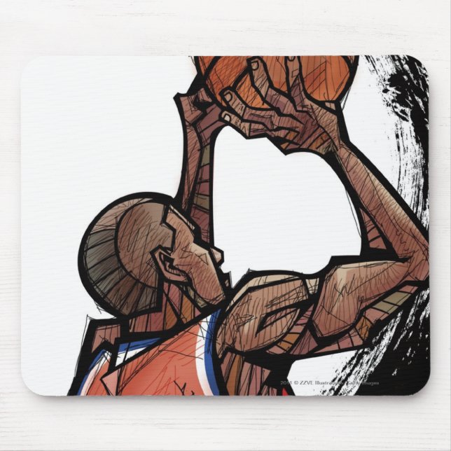 Basketball player holding ball mouse pad (Front)