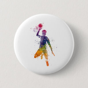 Basketball player in watercolor 2 inch round button