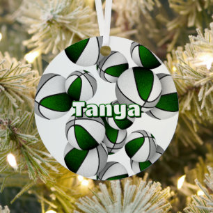 basketball player keepsake green gray team colors metal ornament
