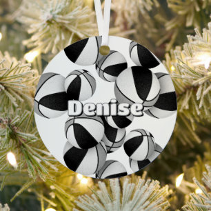 basketball player keepsakes black grey team colour metal ornament