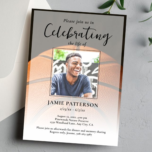 Basketball Player Life Celebration Photo Funeral Invitation (Creator Uploaded)