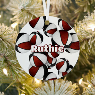 basketball player name maroon black team colors metal ornament