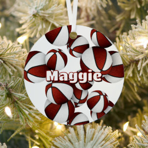 basketball player name maroon team colours keepsak metal ornament