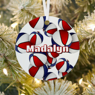 basketball player name red blue team colours metal ornament