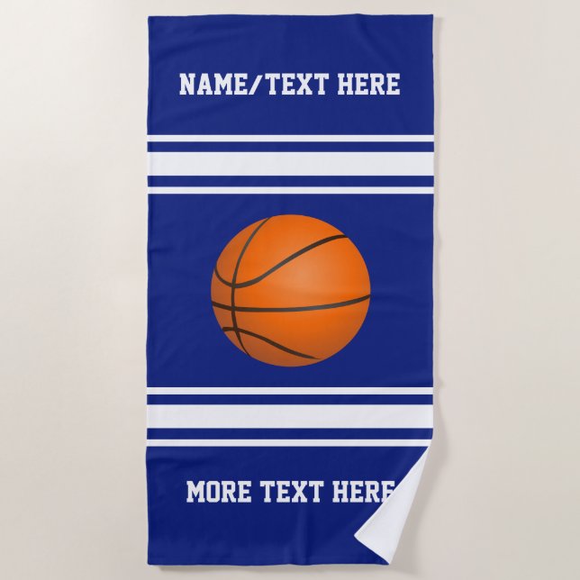Basketball Player Name Team Name Custom Colour Beach Towel (Front)