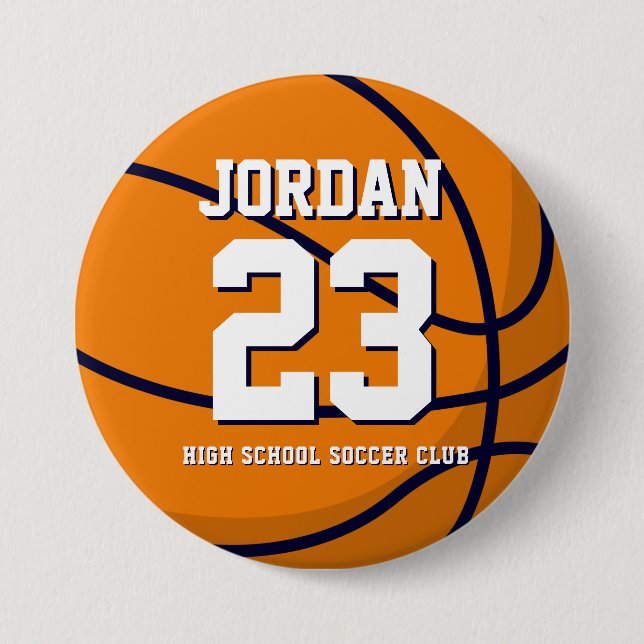 Basketball Player Number School Sports Team 3 Inch Round Button (Front)