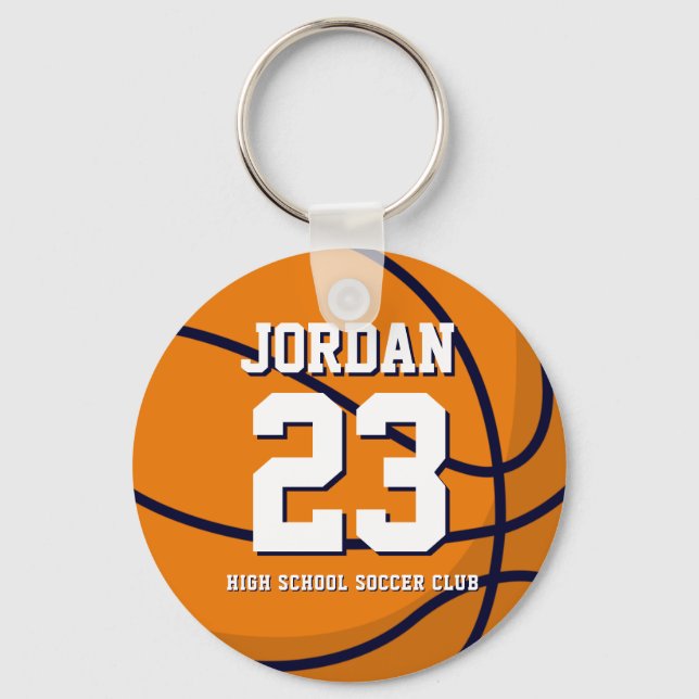 Basketball Player Number School Sports Team Keychain (Front)