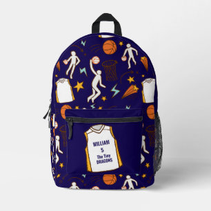 Basketball Player Personalized Name Number Subject Printed Backpack