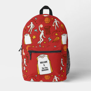 Basketball Player Personalized Name Number Subject Printed Backpack