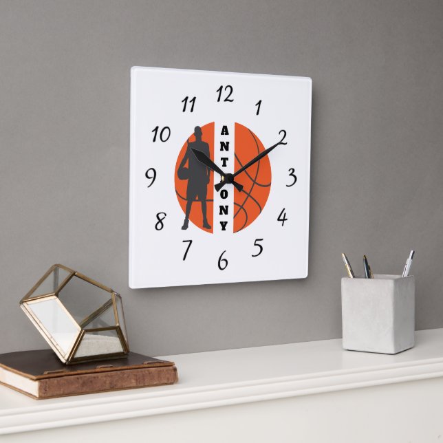  Basketball Player Personalized Square Clock (Office)
