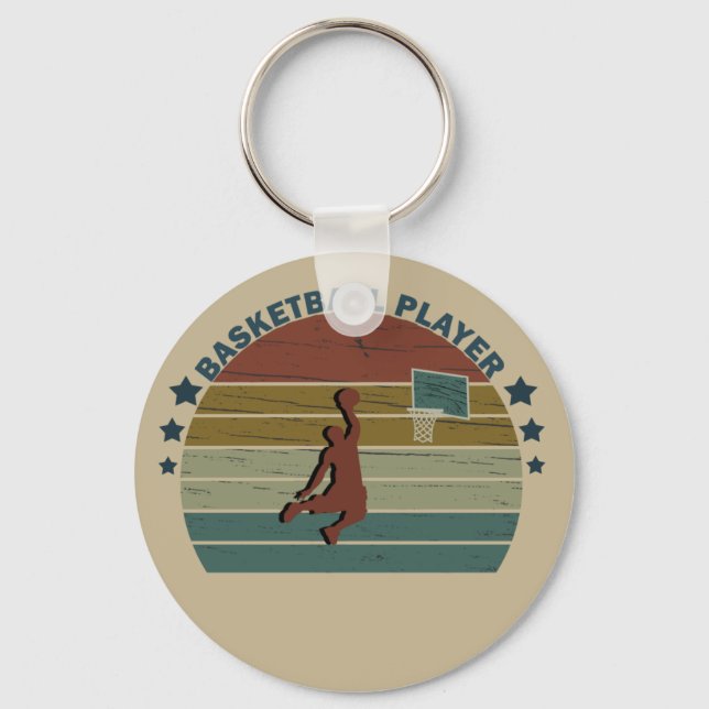 basketball player rebound jump shot keychain (Front)