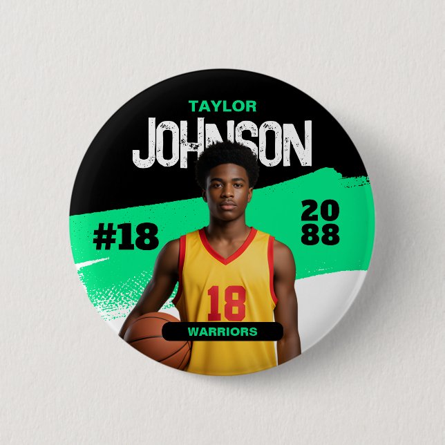 Basketball Player Senior Night Custom Photo Sports 2 Inch Round Button (Front)