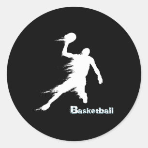 Basketball Player Silhouette In Motion 2  Classic Round Sticker