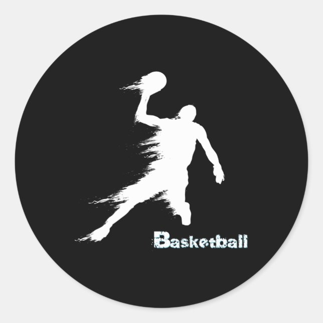 Basketball Player Silhouette In Motion 2  Classic Round Sticker (Front)