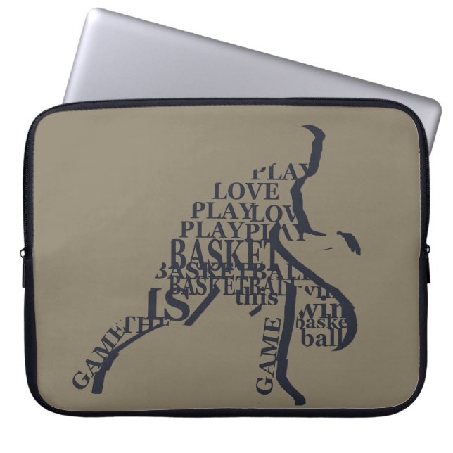 basketball player silhouette laptop sleeve (Front)