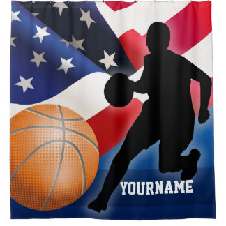 Basketball Player Silhouette with American US Flag