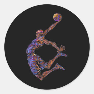 Basketball Player Slam Dunk Classic Round Sticker