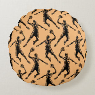 Basketball Player Slam Dunk Dark Design Round Pillow