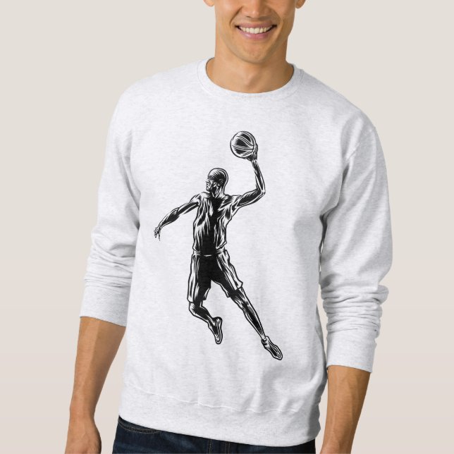 Basketball Player Slam Dunk Dark Design Sweatshirt (Front)