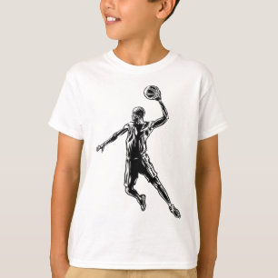 Basketball Player Slam Dunk Dark Design T-Shirt