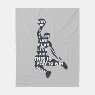 Basketball player slam dunk fleece blanket
