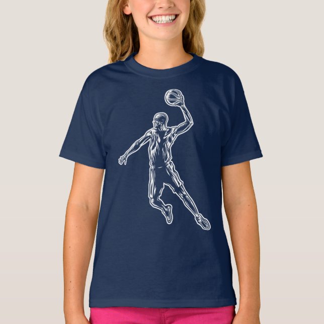 Basketball Player Slam Dunk Light Design T-Shirt (Front)