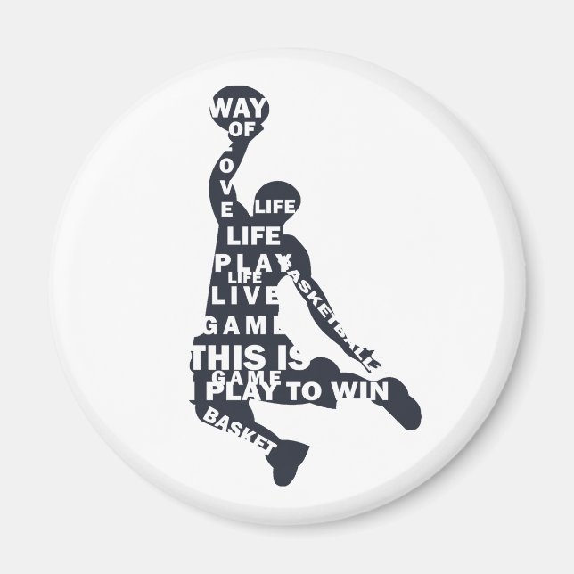 Basketball player slam dunk magnet (Front)