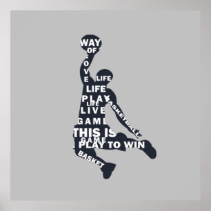 Basketball player slam dunk poster