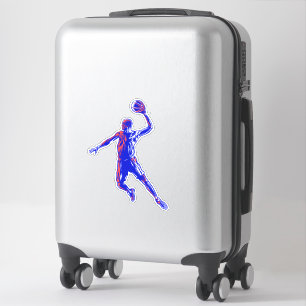 Basketball Player Slam Dunk, Red and Blue Design