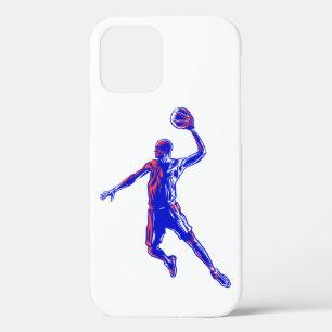 Basketball Player Slam Dunk, Red and Blue Design iPhone 12 Case