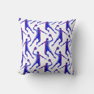 Basketball Player Slam Dunk, Red and Blue Design Throw Pillow