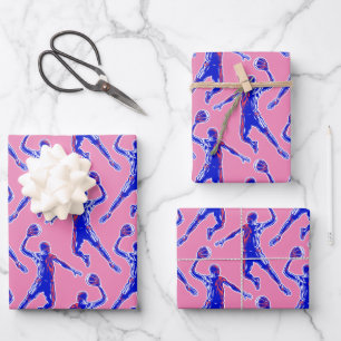 Basketball Player Slam Dunk, Red and Blue Design W Wrapping Paper Sheet