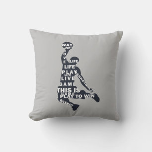 Basketball player slam dunk throw pillow