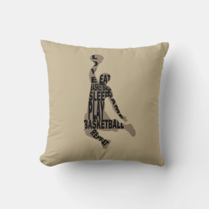 Basketball player slam dunk throw pillow