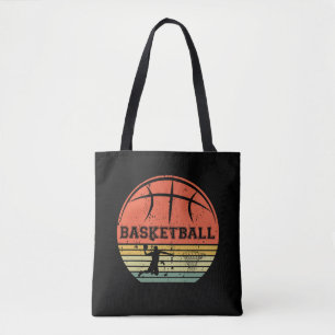 Basketball player slam dunk vintage retro sunset tote bag