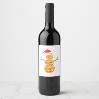 Basketball Player Snowman Santa Basketballs Light  Wine Label