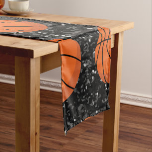 Basketball Player Sport Ball Elegant Black Glitter Short Table Runner