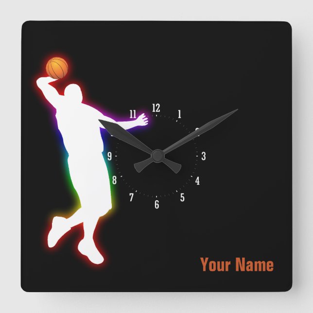 Basketball Player | Sport Gift Square Wall Clock (Front)