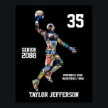 Basketball Player Sports Photo Collage Senior Poster<br><div class="desc">Personalized basketball photo collage for player. This customizable photo gift is perfect for senior night, graduation or birthday gift for your athlete son. It's a great way to display precious moments and memories from their game play. The poster features a collage of photos, and it can be customized with names,...</div>
