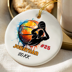 basketball player sports team customizable ceramic ornament