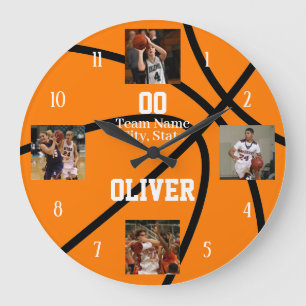 Basketball Player Team Photo Collage Large Clock