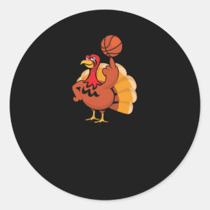 Basketball Player Turkey Day Funny Thanksgiving Sp Classic Round Sticker