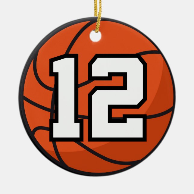 Basketball Player Uniform Number 12 Gift Idea Ceramic Ornament (Front)