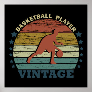 basketball player vintage retro design poster